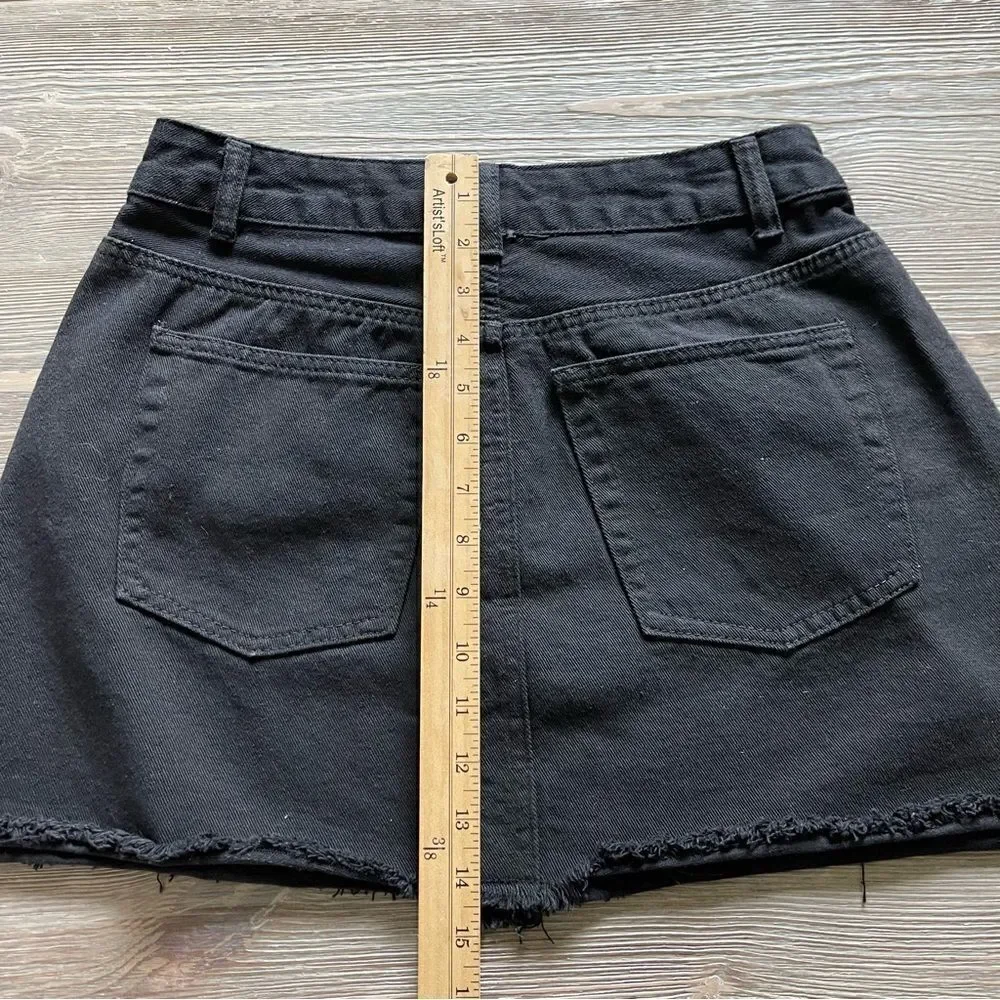 Boohoo Blue Helen Raw Hem Micro Mini Denim Black Size 8